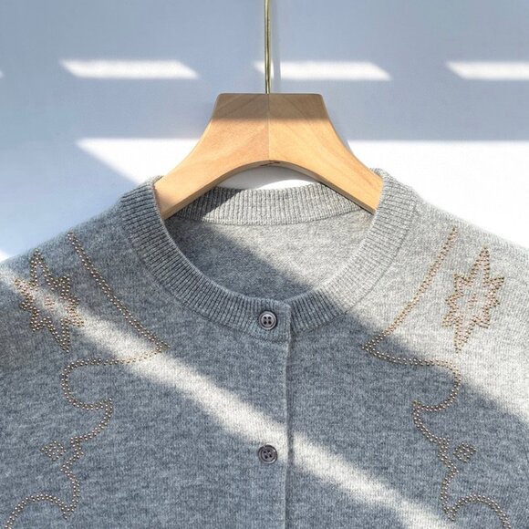 Zadig & Voltaire French Niche Cashmere Knit Cardigan Grey - Picture 2 of 5